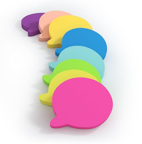 KIFZM Notes autocollantes en forme de bulle, 75 x 75 mm, 8 couleurs vives, 8 blocs de 80 feuilles, 640 feuilles au total, Office Products, 8 unités