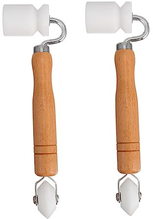 Mikikit 2pcs Wood Handle Wallpaper Seam Roller Paint Roller Construction Tool for Wallpaper Edge