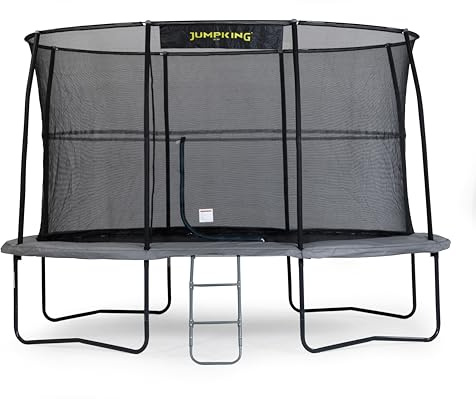 Jumpking 7ft x 10 ft/ 8ft x 11.5ft / 9ft x 13ft Oval Pro Trampoline With Safety Enclosure Net & Ladder ❘ Outdoor Garden Trampoline For Adults & Kids With 110gsm Polyethylene Net, Hard Wearing Surround