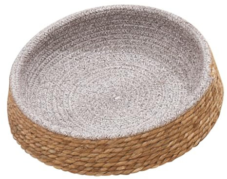 ORFOFE Rattan Woven Pet Bed Small Puppy Bed Round Wicker Dog Nest Sturdy Cat Sleeping House Cushion for Home Indoor Use