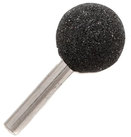 Lot de 10 fraises rotatives à tête sphérique de 25 mm en corindon marron pour ponçage, polissage du métal, sculpture, tige de 6 mm de diamètre, noir