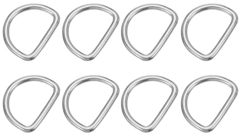 PATIKIL 1,3 Anelli a D in Metallo, 8 Pz Anelli a D in Acciaio Inossidabile 304 Saldati Anelli Dee Solidi Fai da Te per Cinture Cucito Collari per Cani Cinghie in Nastro, 4x25mm