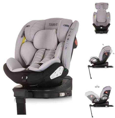 Chipolino Kindersitz Tourino i-Size (40-150cm) Isofix, höhenverstellbar, drehbar hellgrau