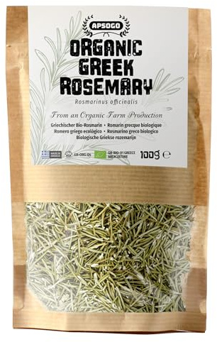 Apsogo Romero – Romero orgánico seco producido en Grecia – Sabor aromático, excelente sabor (100 g)