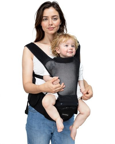 Pandanling - Portabebés con Asiento de Cadera para Recién Nacidos hasta Niños Pequeños - Ganador del Premio Mom's Choice, 6 Modos de Porteo en 1, Ergonómico para 0-36 Meses (3-35 kg) (Negro)