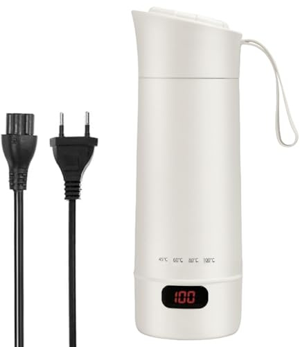 Bouilloire électrique portable de voyage, 400ml Mini Bouilloire Électrique, Tasse à eau électrique, Mug de Voyage Chauffant mit 4 Temperatures Bouilloire Electrique pour Thé Lait Café
