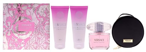 Versace Bright Crystal Eau de Toilette Gift Set 2025-90ml EDT, 100ml Body Lotion, 100ml Shower Gel and Pouch