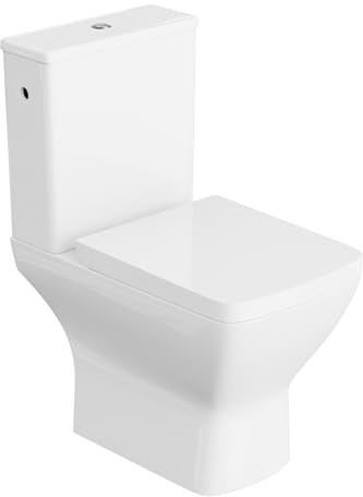 LAVITA WC a pavimento monopezzo con cassetta di risciacquo incorporata, coperchio WC con abbassamento automatico in ceramica, senza bordi