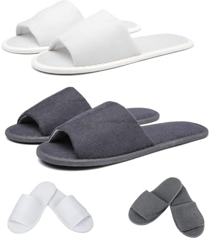 nuneoeuo 2 Pairs Hotel Slippers Multipack Open Toe Slippers Women and Men, Slippers for Guests Slippers Multipack Washable, Spa Slipperset, Bulk Slipper with Thick Sole for Hotel Travel