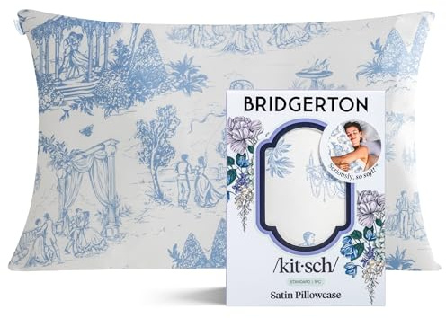 Bridgerton x Kitsch Satin Pillowcase W/Zipper - Size 19x26, Garden Toile