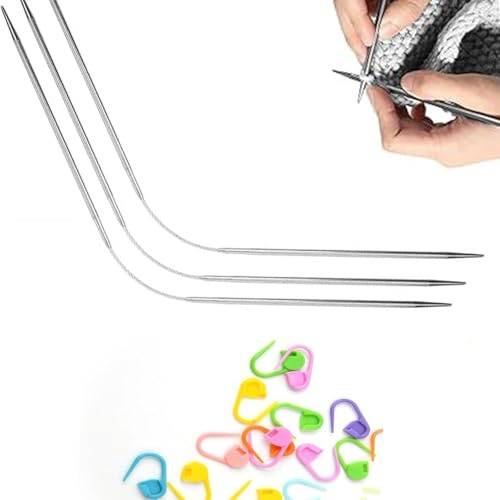 Suetou15 stycken rundstickor set (2 mm/2,5 mm/3,5 mm/4 mm) Crasy Trio, med 30 fixeringspennor, för pullover halsdukar hattärmar