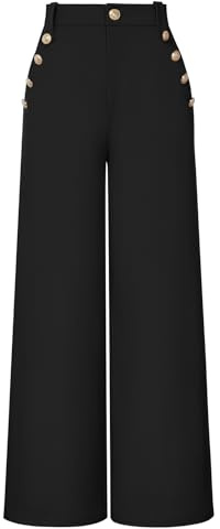 GRACE KARIN Wide Leg Trousers for Women UK Business Office Work Pants Black