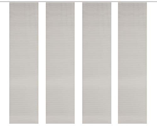 VISION S 4er-Set Schiebegardine ROM halbtransparent Bambusoptik 260x60 cm, Farbe:grau