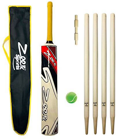 Cricket Bat Kit for Junior Kids Net Practice Tennis Ball Tape Ball Handcrafted Kashmir Willow Wood