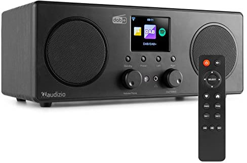 DAB Radio met Bluetooth en Wifi - Audizio Bari - AUX - Spotify Connect - 2 Speakers - Wekkerradio - Zwart (102.232)