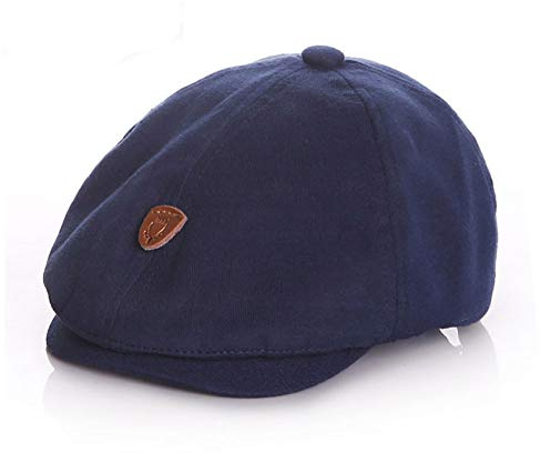 Anshili Bambino Coppola Berretto Cotone Cappello Gatsby (Blu, S: 50 cm (1-3 anni))