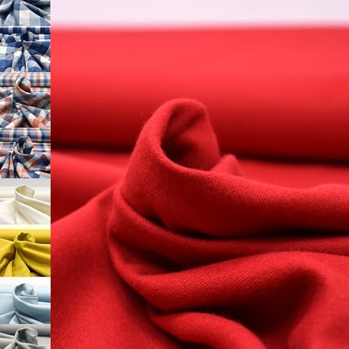 MAGAM-Stoffe Aberdeen Mode Stoff Denim Jeans Flanell Oeko-Tex Meterware 50cm (07. Rot)