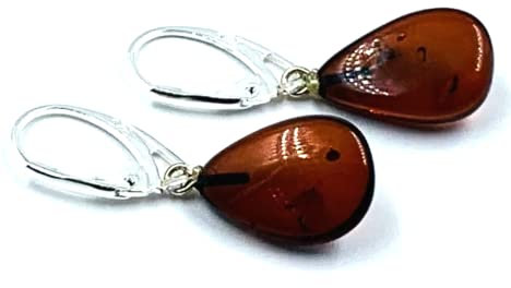 Natürlicher Baltischer Bernstein Sterling Silber 925 Tropfen Ohrringe damen (Braun)