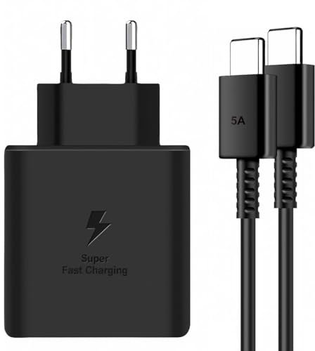 45W Schnellladegerät, Ladegerät für Samsung Galaxy S24,S23,S22 Ultra,Tab S9 S8 S7 Ultra,Z Fold Flip 5/4 und Andere Handy,USB C Schnellladekabel 2M,Super Fast Charger Adapter mit Ladekabel - Schwarz