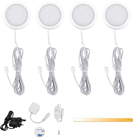 Lightess 4er Dimmbare LED Unterbauleuchte Schrankbeleuchtung Dimmbar Warmweiß Schrankleuchte LED Nachtlicht Schrank Lichter Wandleuchten Treppen Licht Vitrinenbeleuchtung für Schränke Küche