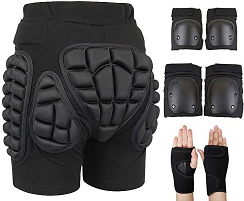 Protektorenhose Herren/Damen Schutzhose Gepolstert Protektorhose Hüfte Protektor Widerstand Atmungsaktive Sporthose Für Eislaufen Skaten Skifahren Skater (Color : A1, Size : XXL)