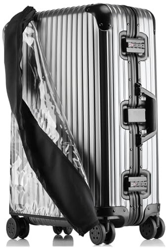 Linpr Elastisch Kofferhülle Kofferschutzhülle, Transparente Kofferhülle aus PVC, Keine Demontage Erforderlich Durchsichtige Koffer Schutzhülle, Reise Kofferüberzug Schutzhülle (Schwarz, 24 Zoll)