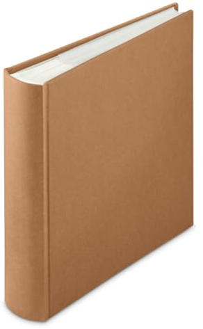 Hama Album Photo à Pochette et zone Mémo Wrinkled (200 photos 10x15cm,100 pages, Format 22.5x22cm, Couverture Papier Kraft Lavable, Look Livre) Marron