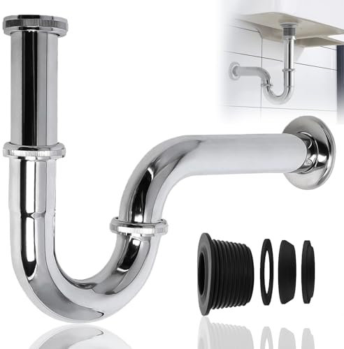 Universal Siphon Schlauch Siphon,Siphon Für Waschbecken Edelstahl,Verstellbares Abflussrohr,Absaugung Badezimmer Waschbecken Badezimmer G1-1/4, Abfluss Waschbecken Mit Gummimanschette