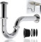 Sifone universale, sifone per lavandino, in acciaio inox, tubo di scarico regolabile, aspirazione del bagno, lavandino, bagno G1-1/4, scarico lavandino con manicotto in gomma