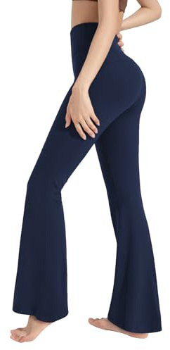 HomyComy Pantalones de Yoga para Mujer Pantalones Deportivos de Trabajo de Cintura Alta Bootcut Bootleg Control de Barriga para Entrenamiento y Casual