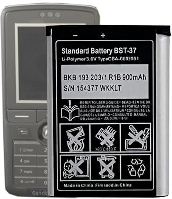 MUKUZI AKKU Compatible with So-ny Ericsson K750i, D750i, K600i, K608i, K610i, V600i, V630i, W550i, W700i, W710i, W800i, W810i Handy Smartphone Telefon (Replacement for BST-37)