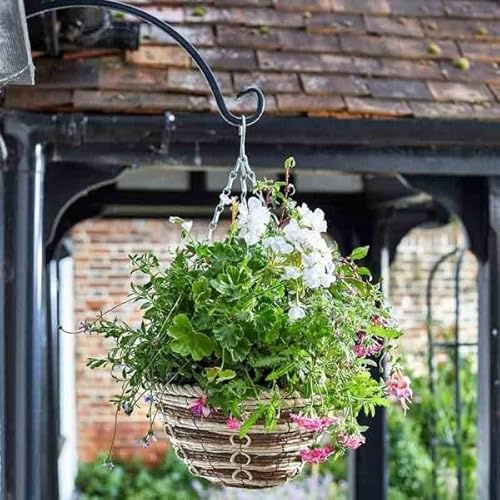 Garden Mile Cesto sospeso in rattan, resistente, pre-foderato, per decorazioni da giardino, balcone, patio, fioriera da giardino resistente alle intemperie (30,5 cm, 2)