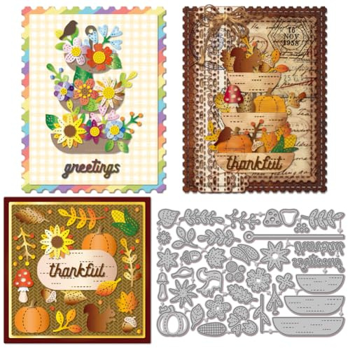 GLOBLELAND Flower Stand Cutting Dies Metal Autumn Leaves Die Cuts Fall Plant Cutting Embossing Templates for Scrapbooking Crafts Paper Cards Making