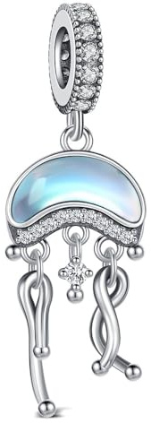 BOIGEGU Ocean Series Charm 925 Sterling Silver Moonstone Jellyfish Pendant Beads, fits European Hawaiian Ocean Animal Charms Bracelet, Gifts for Daughter/Sister/Friends/Mother
