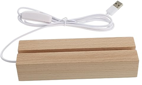 TOPBATHY Base De Luz Led Para Tablero De Madera De Haya 150 Mm Ranura De 5 Mm, Iluminación Cálida Usb, Soporte Portátil Para Exhibición y Decoración El Hogar