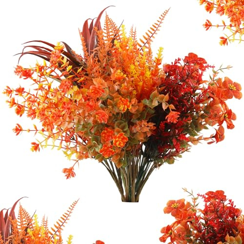 Xmart 10 Pezzi Artificiali Foglie Autunnali Mazzi Fiori Artificiali Piante per Interni ed Esterni Fiori Finti Autunno per Autunnale Casa Giardino Matrimoni Feste Veranda Finestre Decorazioni