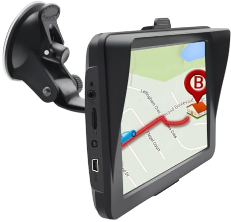 GPS Voiture avec écran Tactile 7 – Bluetooth, Cartes Europe, Mises à Jour Gratuites, Alertes Radar, Assistance Vocale, Adapté Camions et Camping-Cars
