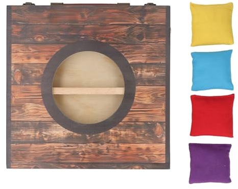 Respicefinem Ensemble de Jeu de Cornhole Portable Pliable interactif Sac de Haricots d'eau Jeu de Lancer pour fête Camping extérieur arrière-Cour Cercle Noir (Black Circle)