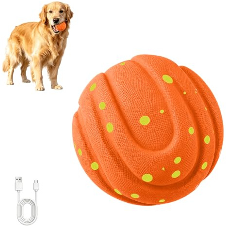 BIRDTOBR Balle Interactive Chien, Jouet Chien Balle, Balle Chien Qui Bouge Toute Seule, USB Rechargeable Intelligent Jouets pour Chiens 3 Modes interactifs, pour Chiots à Grands Chiens (Orange)