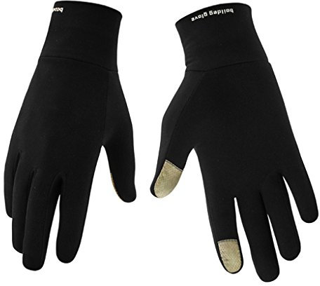 BOODUN Leichte Sporthandschuhe Laufhandschuhe WARM UP Running Handschuhe Unisex Sport Handschuhe Slim Walking Handschuhe für Damen und Herren mit Touchscreen-Funktion - Schwarz - S/M