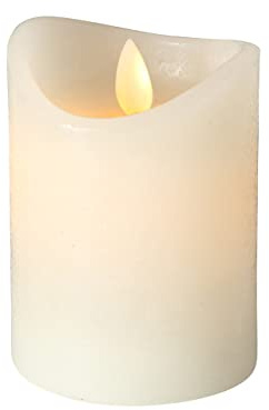 Boltze LED-Kerze Bino (ø 7,5 cm, Höhe 10 cm, Farbe cremeweiß, aus Wachs, Kerze mit Timer-Funktion) 1018881, Weiß