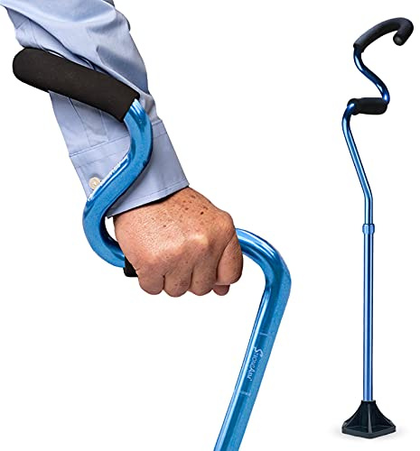 StrongArm Comfort Cane + Self Standing Lightweight Adjustable Walking Cane + Stabilizes Wrist & Provides Extra Support & Stability + Ergonomic Forearm Grip + Canes for Men & Women