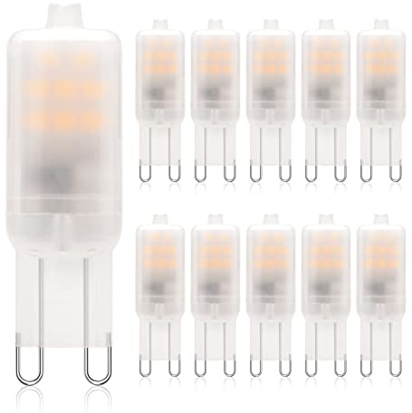 RuLEDne G9 LED Bulb Frosted 2W (20Watt Equivalent), Not Dimmable 120V 200LM 2700K Soft Warm White,T4 Specialty Plastic LED G9 Corn Bulb for Crystal Chandelier, 360° Beam Angle, 10Pack