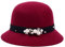 JIHUOO Damen Filzhut Glockenhut Bowler Hut Melonenhut Fedorahüte Wintermütze Schlapphut Damenmütze Damenhut Fischerhüte für Frauen Weinrot