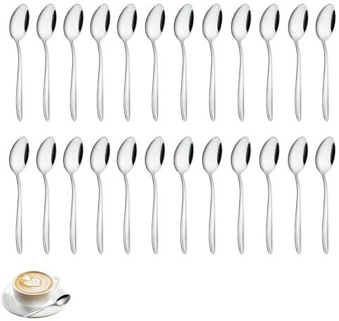Cucchiaini da tè 24 Pezzi, Cucchiaio da Caffè in Acciaio inox 5,31 Pollici Cucchiaio, Cucchiai Piccoli Lucidati a Specchio, Lavabili in Lavastoviglie, Set di Cucchiaini da Caffè per Famiglie