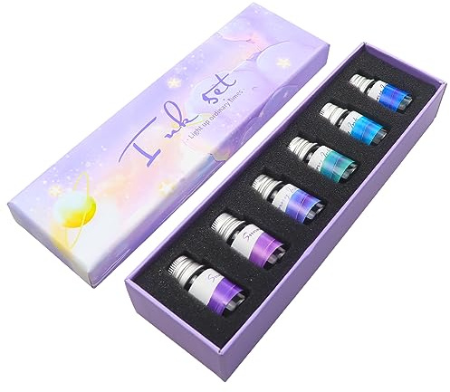 AOKUY 6 Colors Calligraphy Ink Set, Colorful Dip Pen Set, Gold Powder Drawing Writing Art With Gift Box