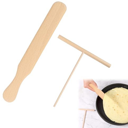 Spatole per Crêpe Distributore di Impasto,Spatola in Legno a Forma di T,Distributore di Crepes,Crepes Spatola,Spalmatore per Pancake,Spalmatore per Pancake in Legno 2 Pezzi Tokaneit