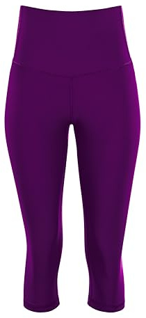 WINSHAPE Damen Functional Comfort ¾-Tights Hwl217c “high Waist” Mit V-Shape Applikation Und Core-Bund Leggings, Dark-Plum, L EU