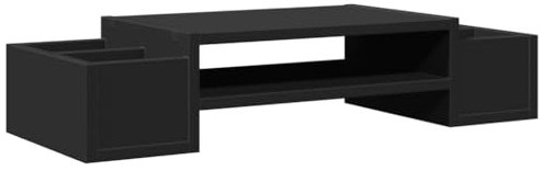 vidaXL Skärmställ med förvaring svart 70x27x15 cm konstruerat trä, ställ för monitor, datorställ, monitorstativ, ställ för monitorer, monitorställ
