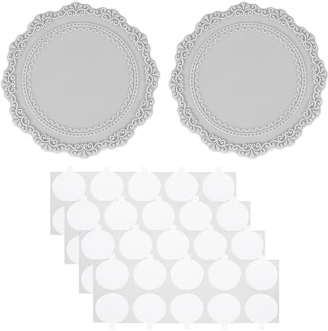 PATIKIL Pad in Silicone per Sigillo Cera, 2Pz Tamponi per Sigillo Cera con 40 Punti Adesivi Bifacciali, Piastra Supporto per Timbro, Ceralacca Fai da Te, Artigianato, Grigio